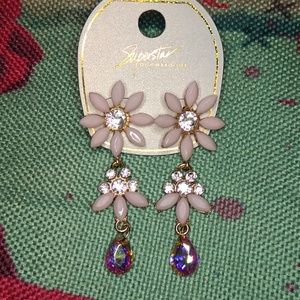 Sparkly Pastel Pink & Rainbow Statement earrings